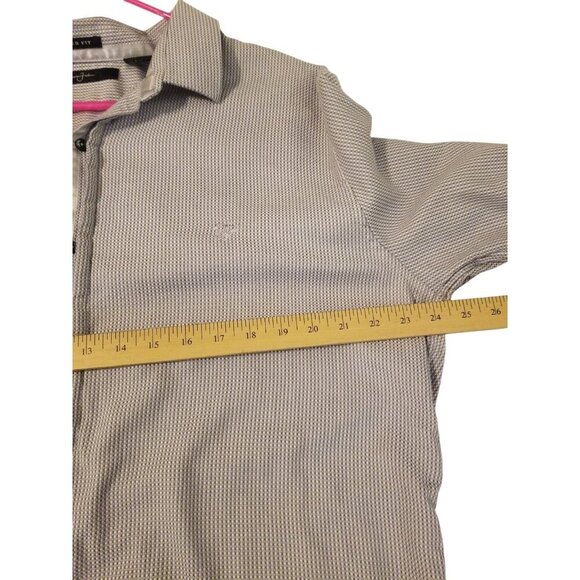 Sean John Tailored Fit Mens Long Sleeve Dress Shirt XXXL Metallic Silver Checker - Picture 8 of 10